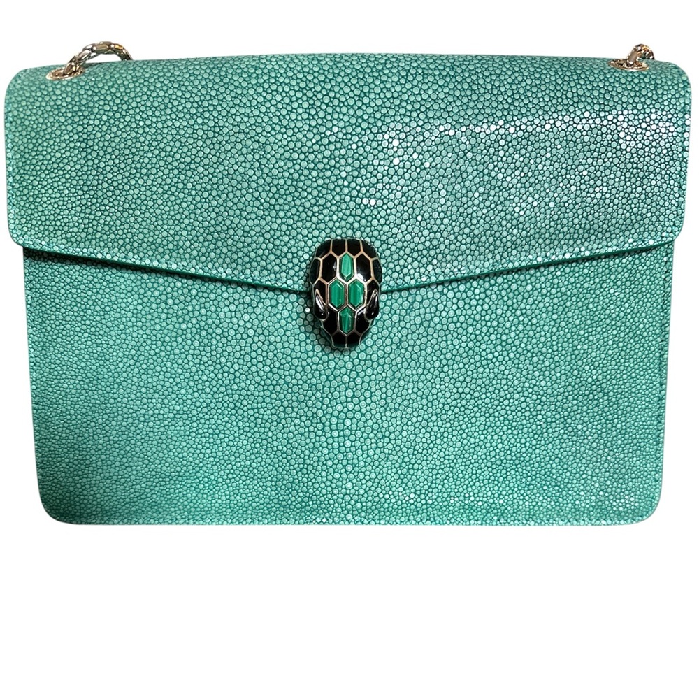Rare Emerald Green Galutcha Stingray Serpenti Forever BVLGARI Bulgari Bag